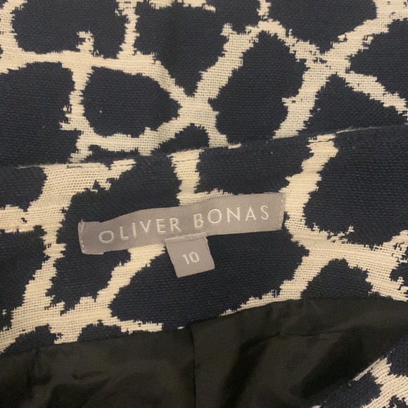 Navy and white leopard print pencil skirt - Picture 4 of 4